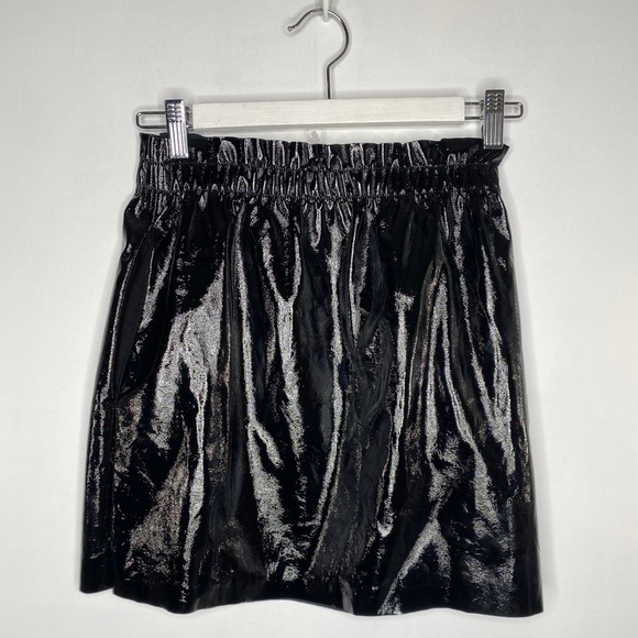 NWT Small Zara Knit Shiny Faux Patent pull on Skirt - Picture 3 of 10